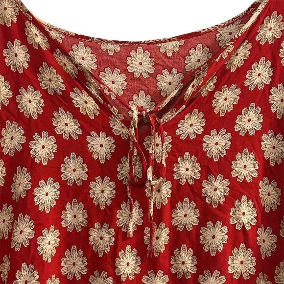 Emery Rose Women's 4XL Red Floral 3/4 Sleeve Tunic Top Casual Spring - Picture 4 of 16